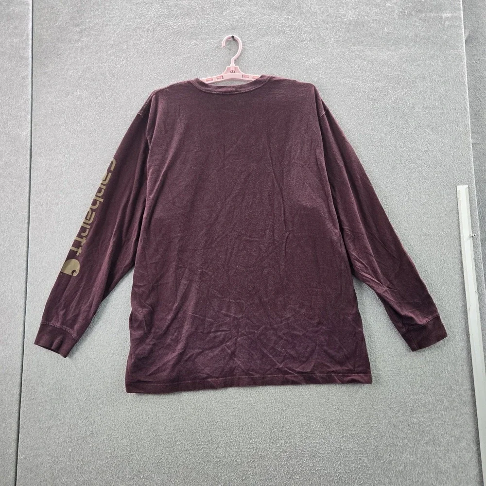 Carhartt‎ Men Shirt 2XL Burgundy K231 Long Sleeve Pocket Shirt Logo Loose